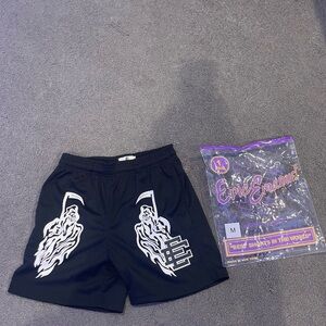 Eric Emanuel Black Athletic Shorts with White Design